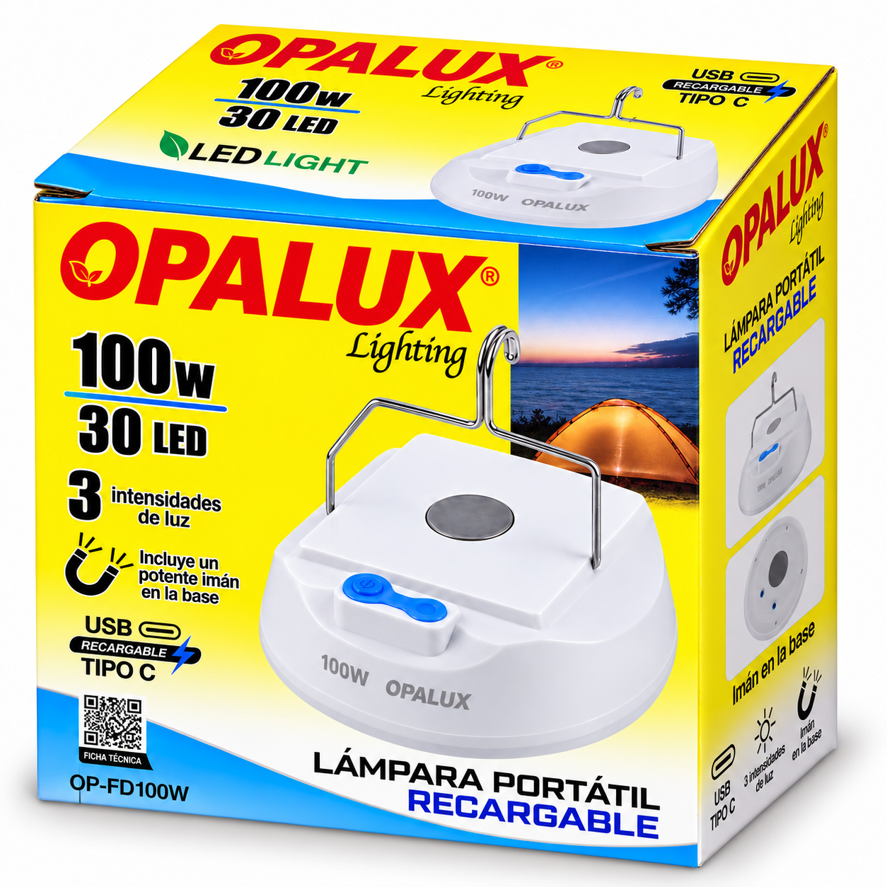 Lampara Recargable 100w Opalux Op-fd100w