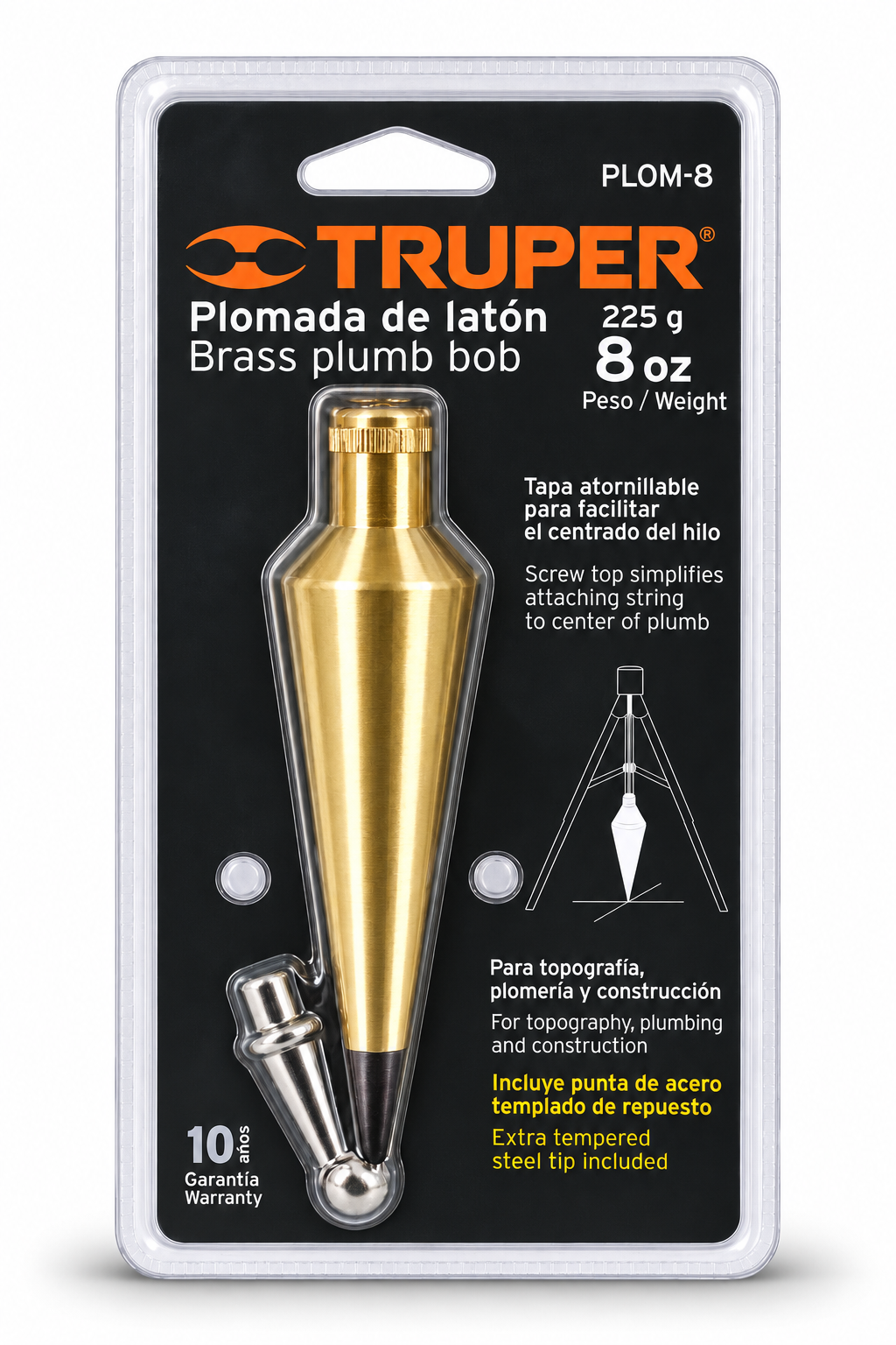 Plomada Laton Conica 226gr (8 Oz) Truper 17070