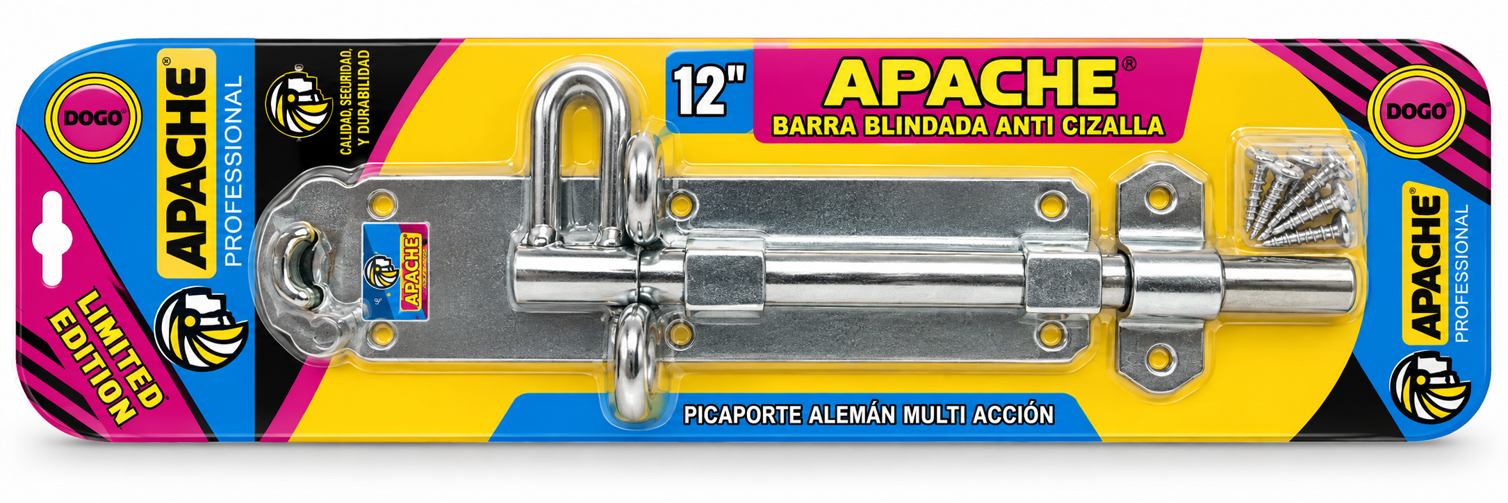 Cerrojo Aldabon 5/8*12"(2 funciones) Plateado Blist