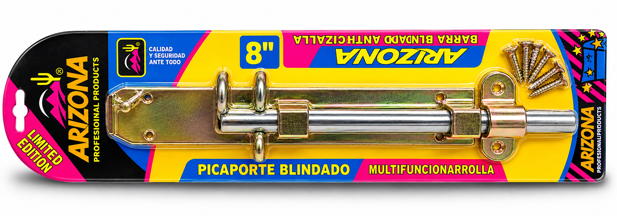 Cerrojo Argolla  1/2 X 8" (2funiones) Bicolor Blist Arizona