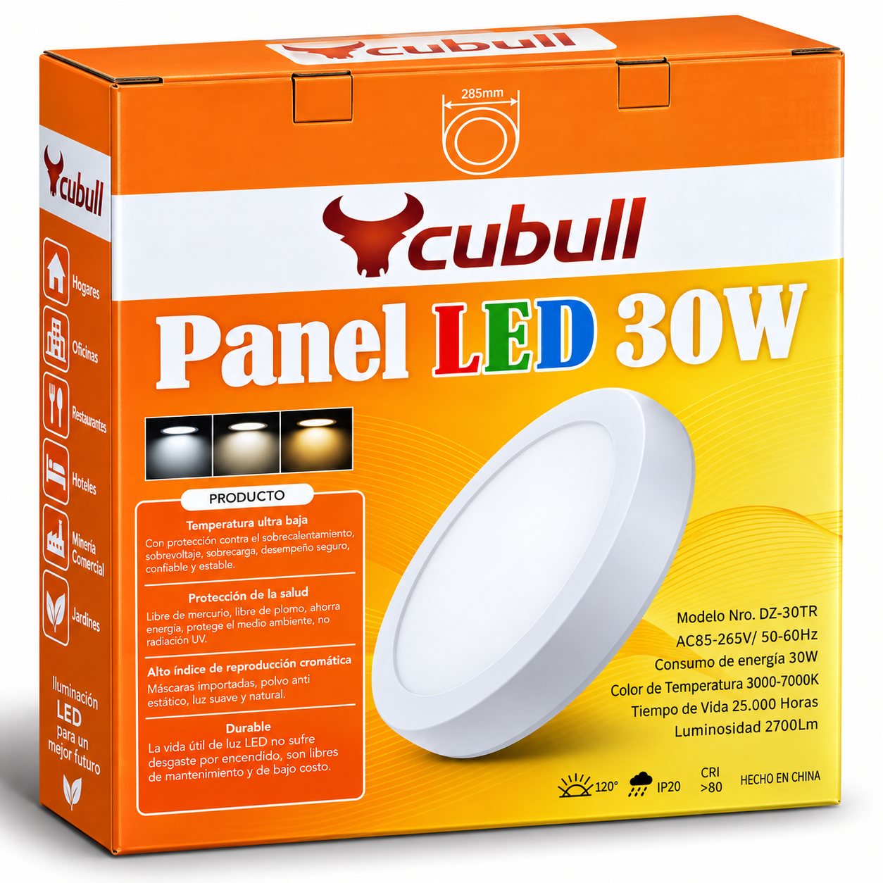 Panel Led Circular  30w Tricolor 3000-7000 Cubull  Dz-30tr