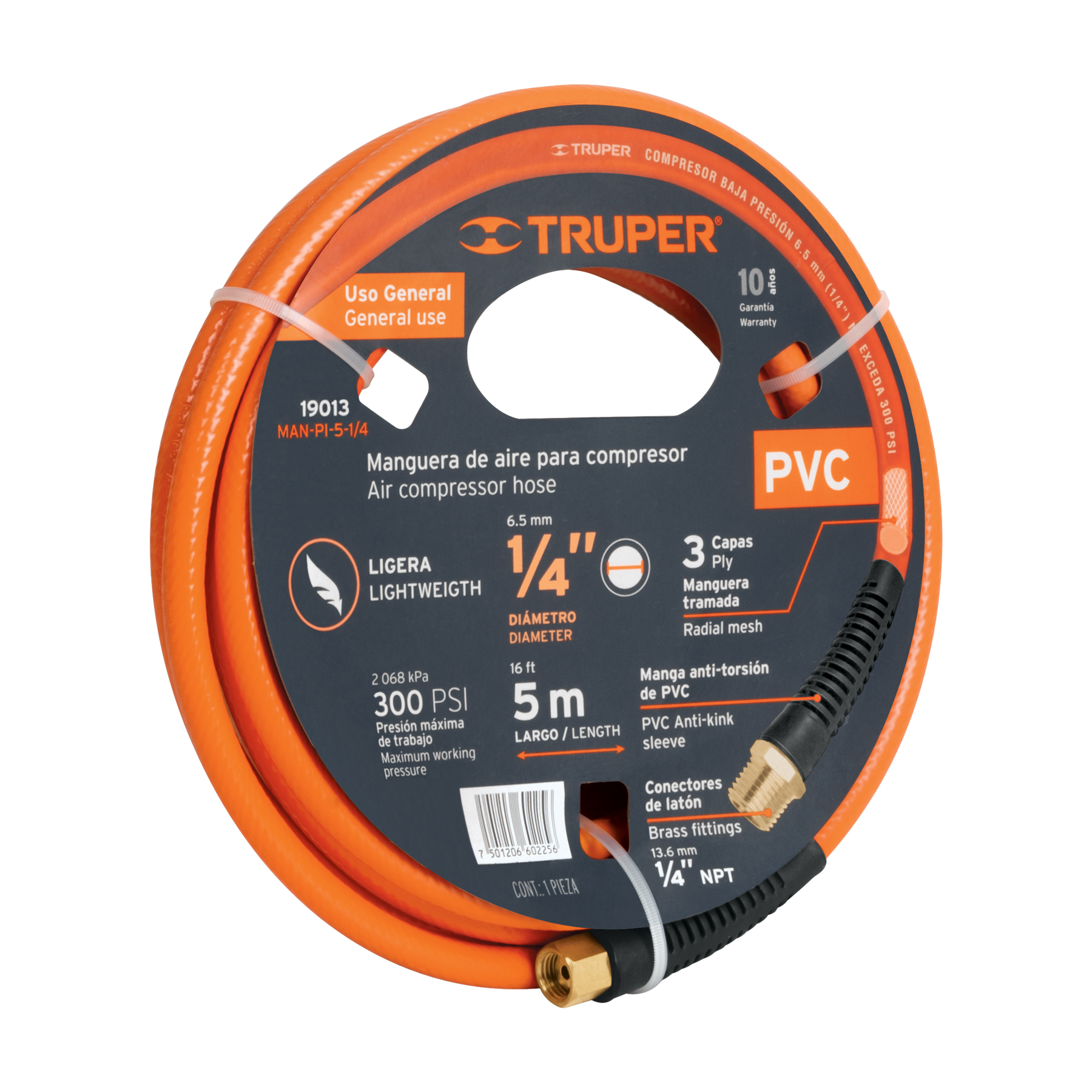 Manguera Compresora 1/4" Pvc 5mts Truper 19013