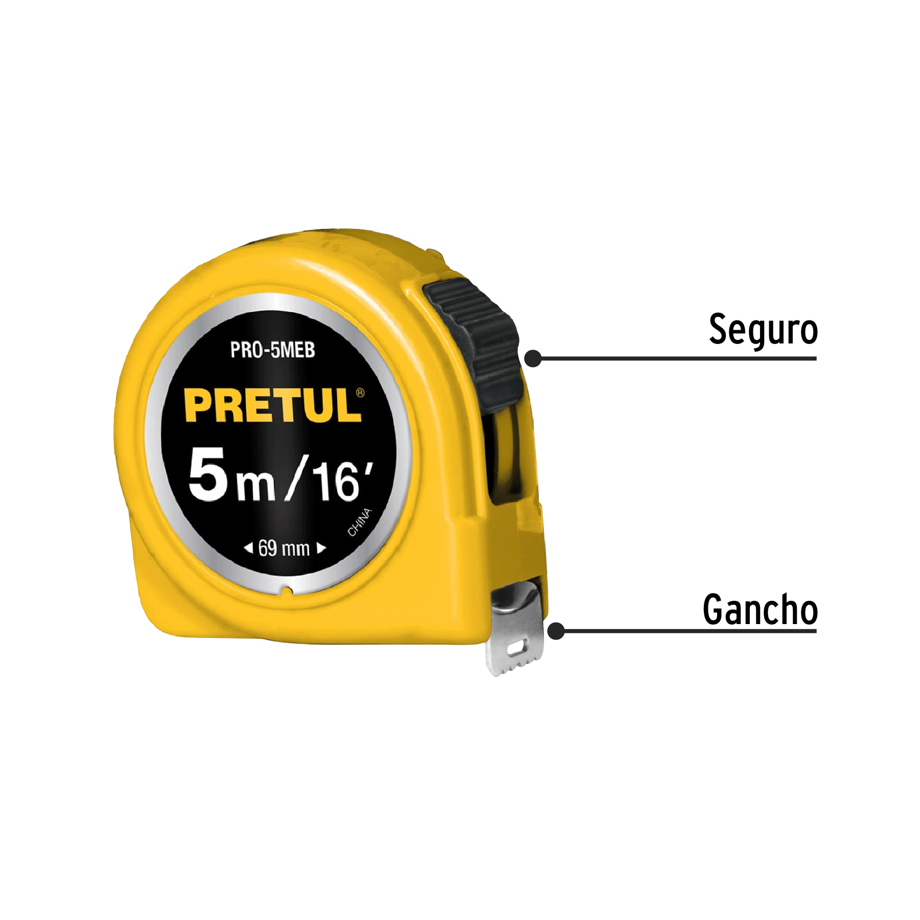 WINCHA FLEXOMETRO 5M PRETUL 21606