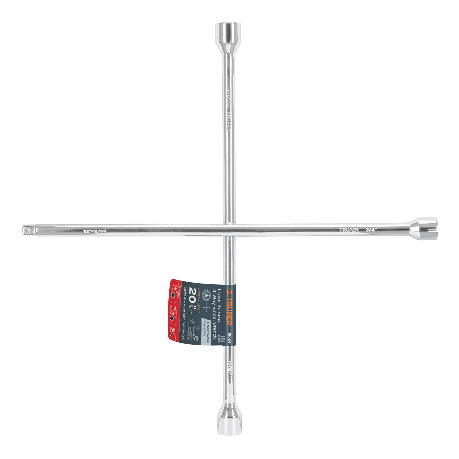 LLAVE CRUZ 20" ENTRADA CUADRO 1/2" TRUPER 18024