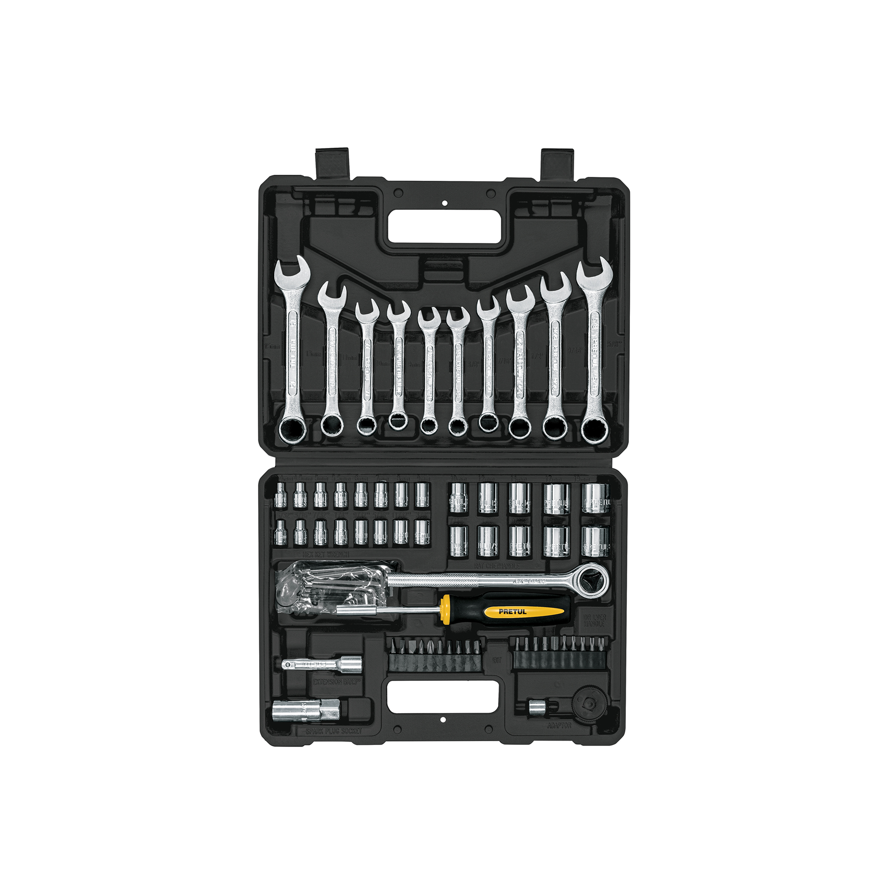 LLAVE MIXTA +DADO HEXAG. KITX70PCS PRETUL 22981