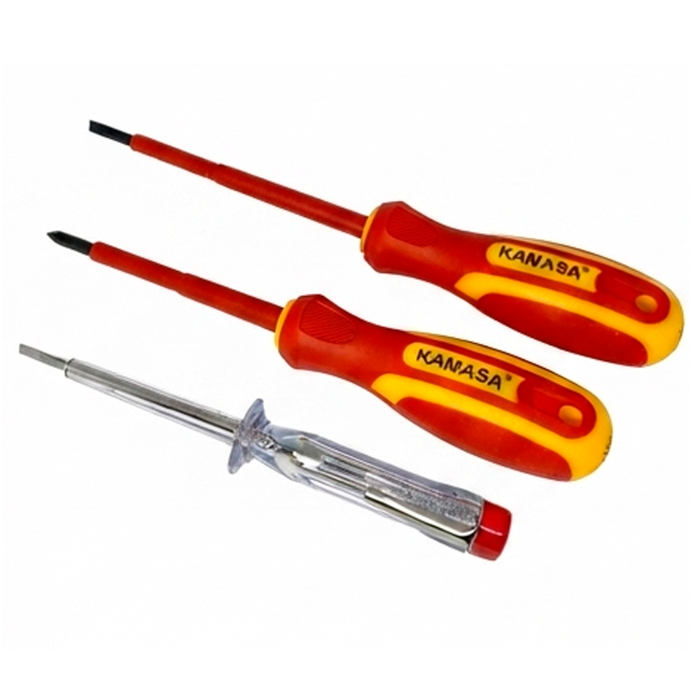 DESARMADOR ELECTRICISTA + PILOTO KIT X 3PZS KAMASA KM-1035