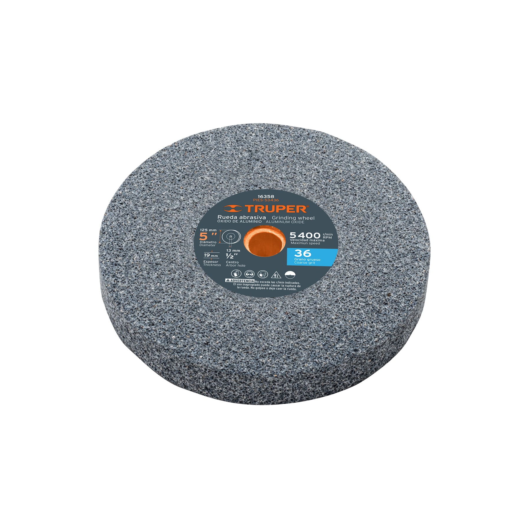 PIEDRA ESMERIL BANCO 5X3/4" GRANO 36  TRUPER 16358