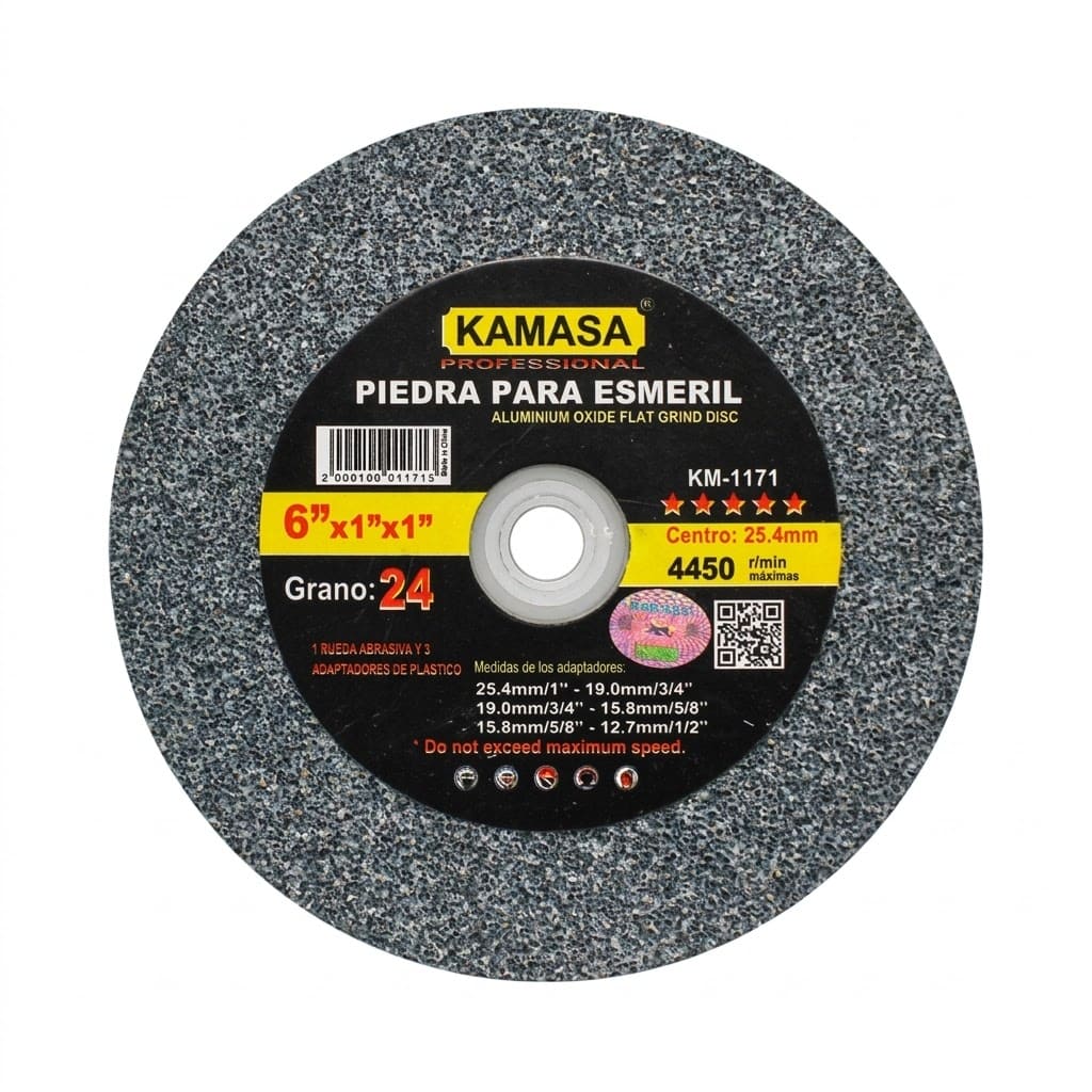 PIEDRA ESMERIL BANCO GRIS 6"X1" GRANO-24 KAMASA KM-1171