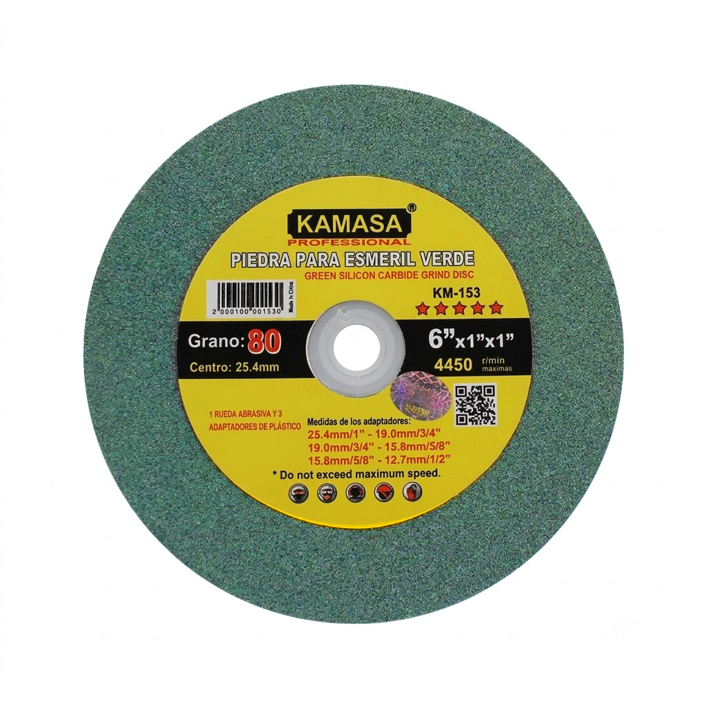 PIEDRA ESMERIL BANCO VERDE 6"X1" GRANO-80 KAMASA KM-153