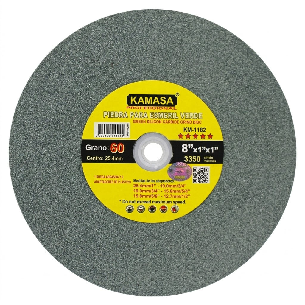 PIEDRA ESMERIL BANCO 8"X1" VERDE GRANO-60 KAMASA KM-1182