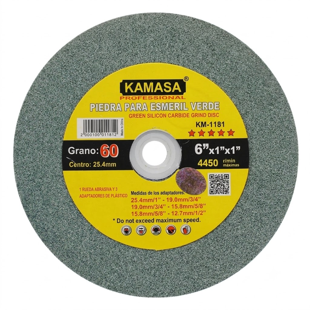 PIEDRA ESMERIL BANCO (6X1X1) GRANO-60 VERDE (CARBURO DE SILICIO ) KAMASA KM-1181