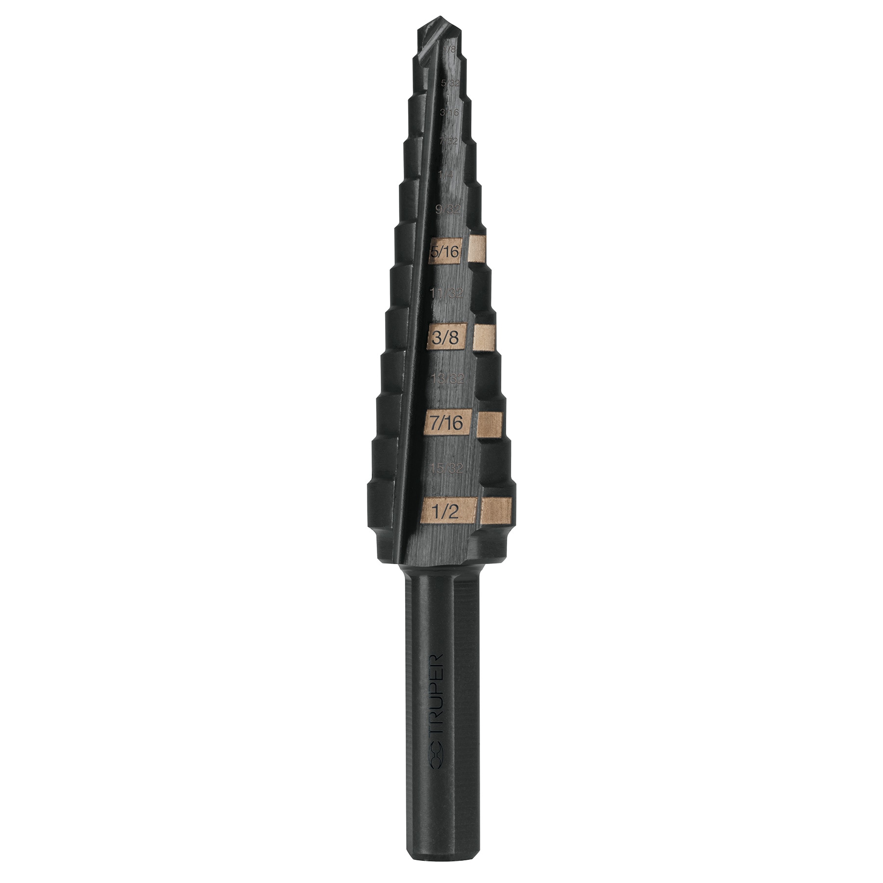 BROCA ESCALONADA  NEGRO 13 ESCALONES 1/8"-1/2" TRUPER 12122