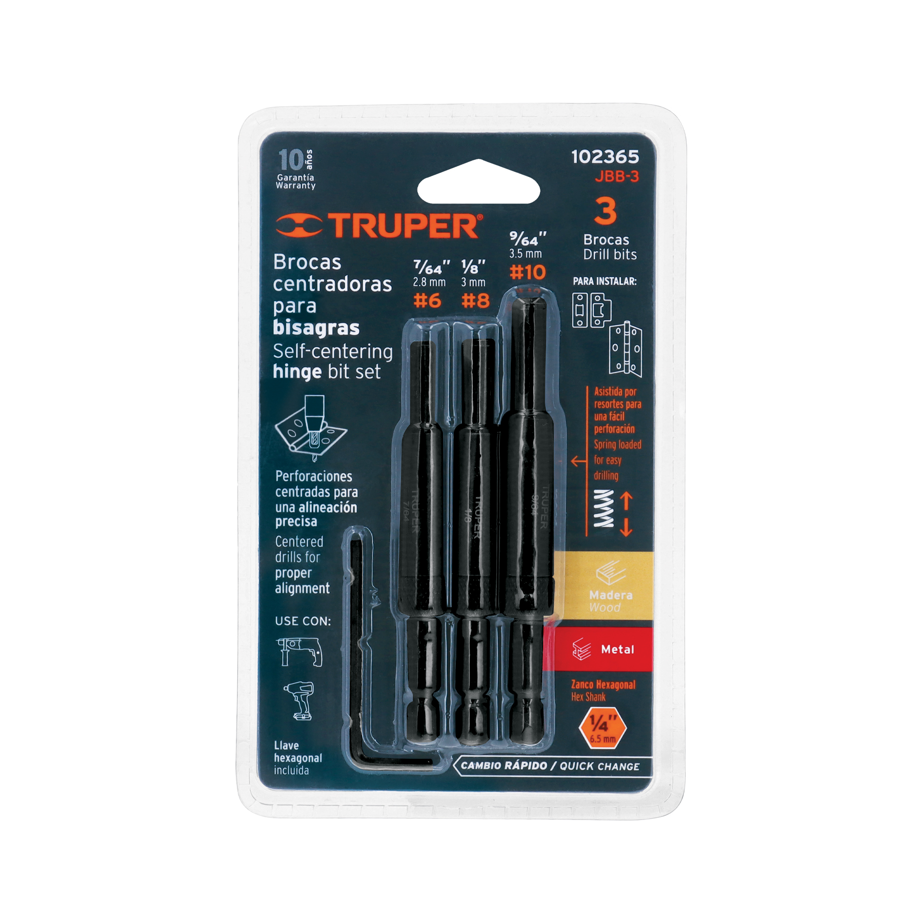 BROCA METAL/MADERA (CENTRADORA P/BISAGRA) KIT X3PZS TRUPER 102365