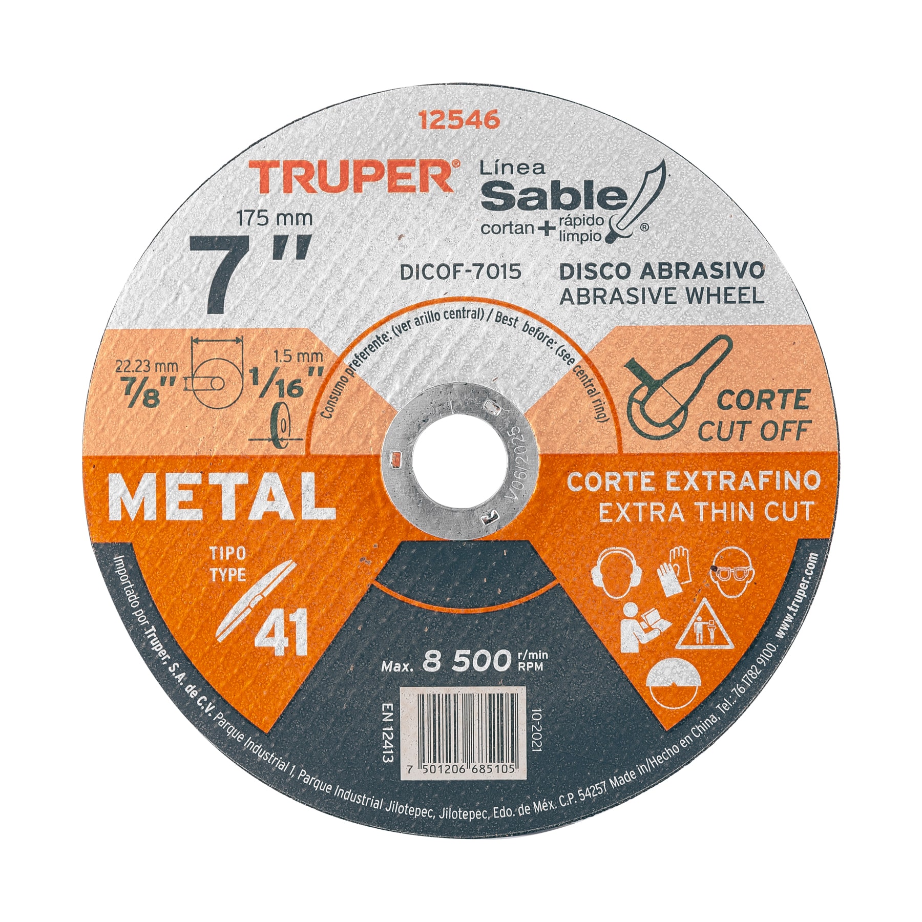 DISCO CORTE METAL 7" TRUPER 12546
