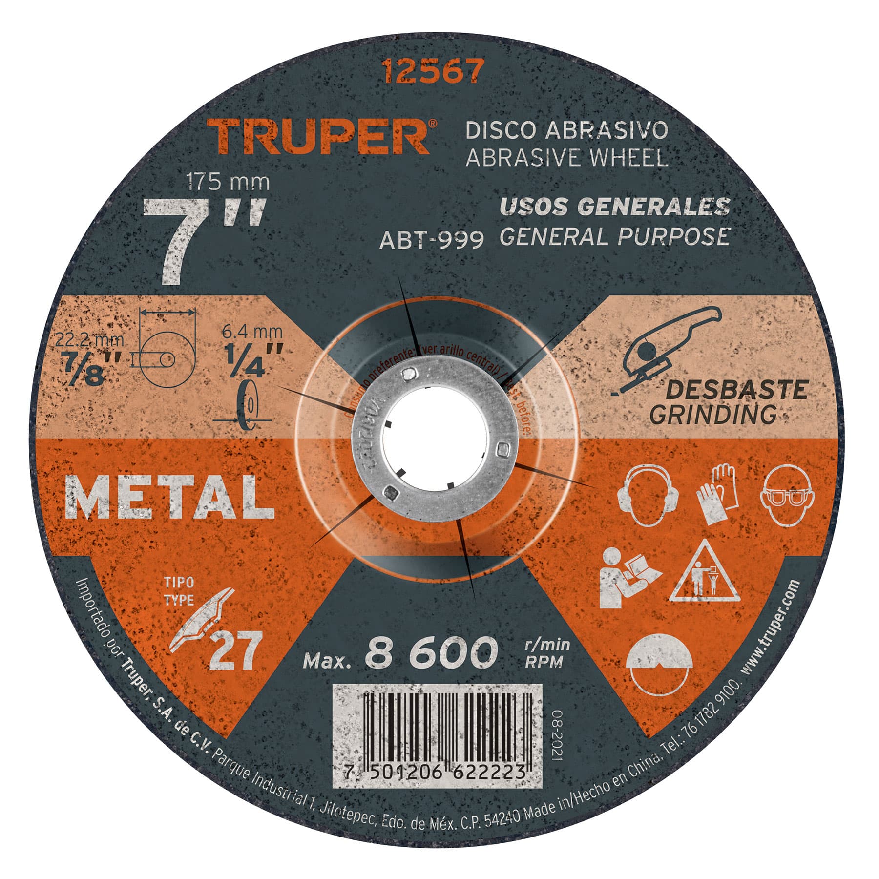 DISCO DESBASTE METAL 7" TRUPER 12567