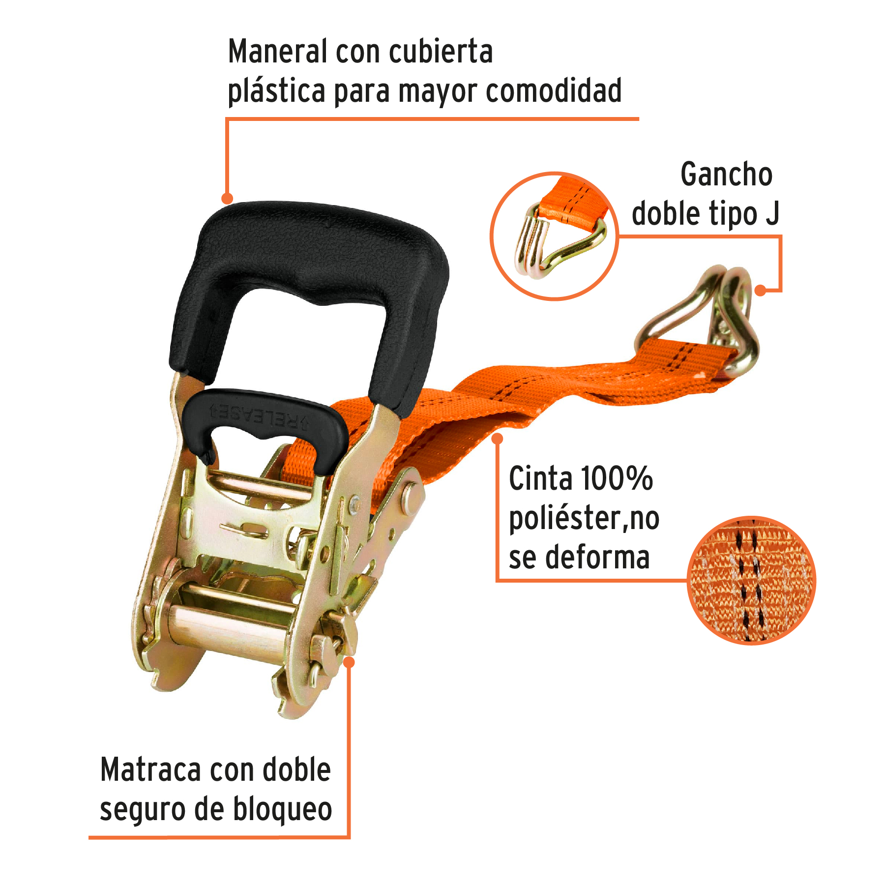 SUJETADORES CARGA 750KG  5MT RATCHET TRUPER 19283