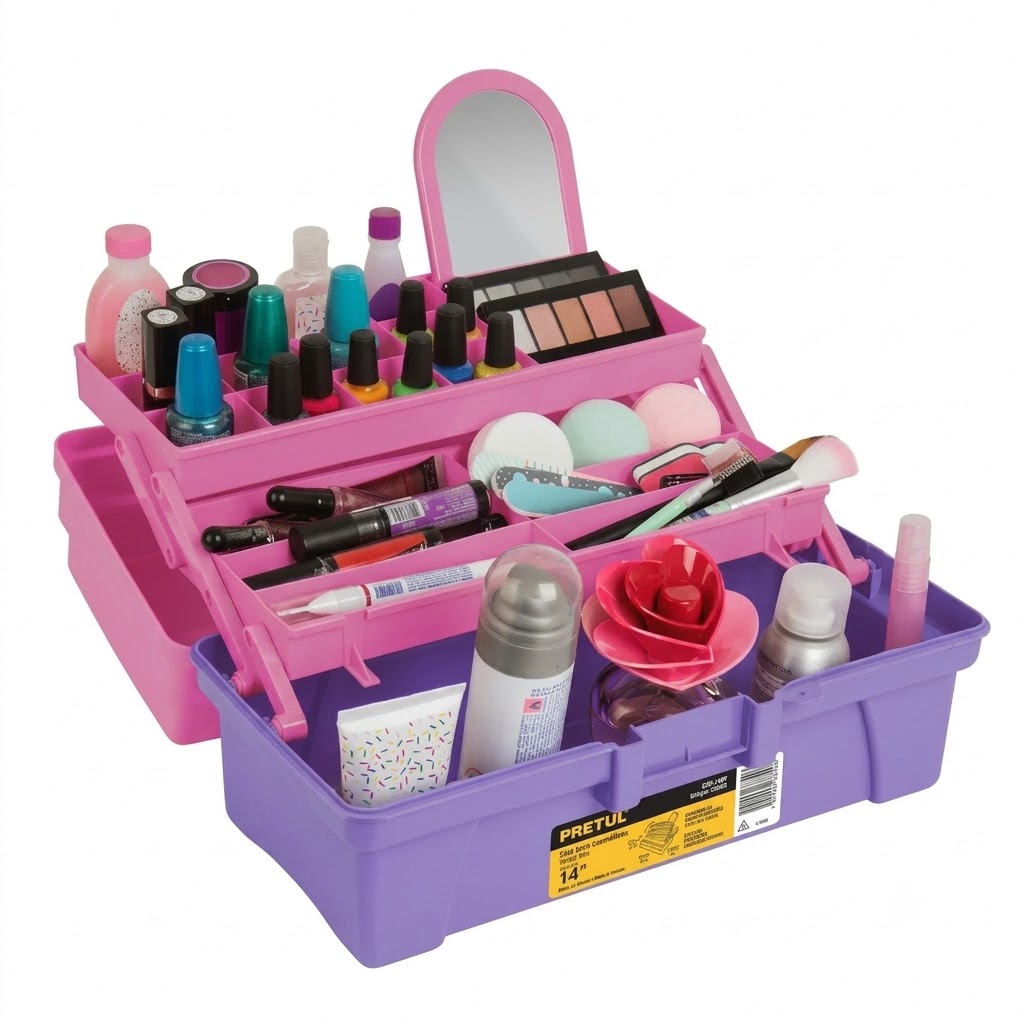 Caja Herramientas (cosmeticos) 14" Rosa/mora Pretul 25052