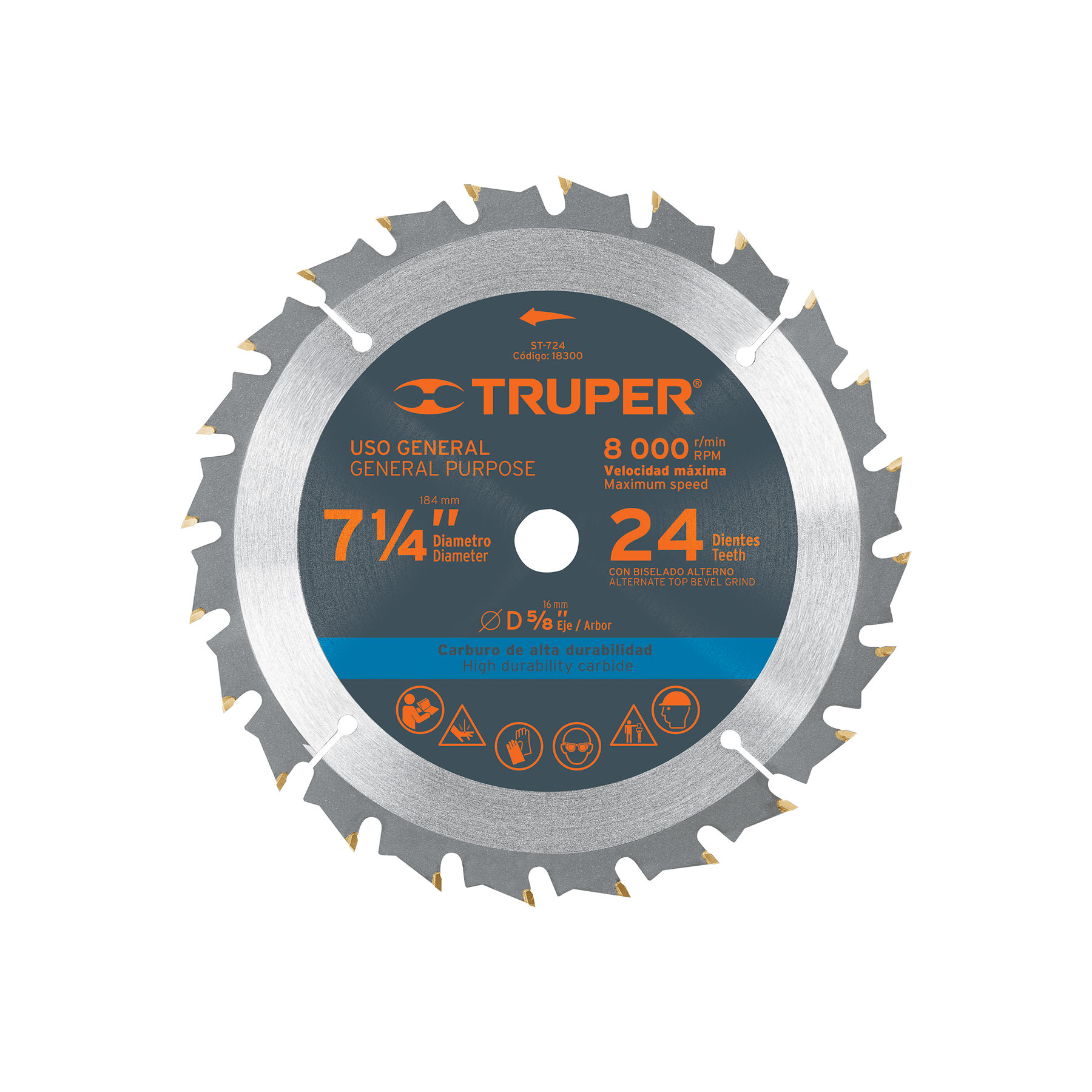 Disco Madera 7-1/4" 24 Dientes Truper 18300
