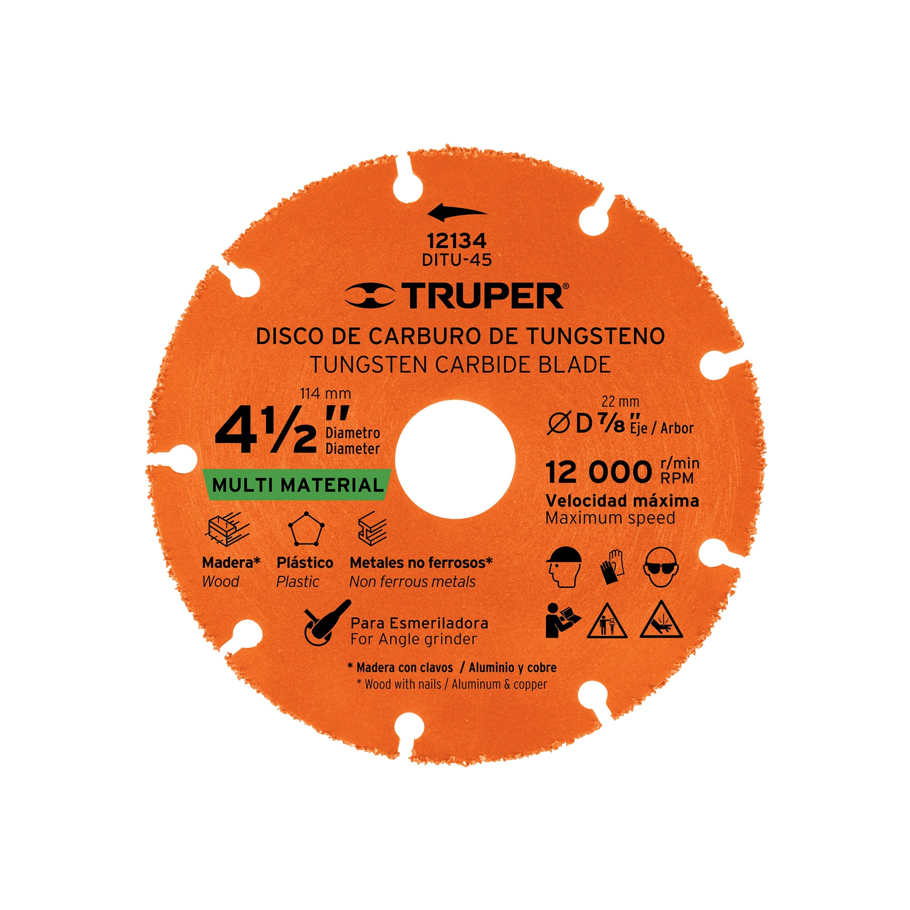 Disco Multimaterial 4-1/2" Carburo De Tungesteno Truper 12134