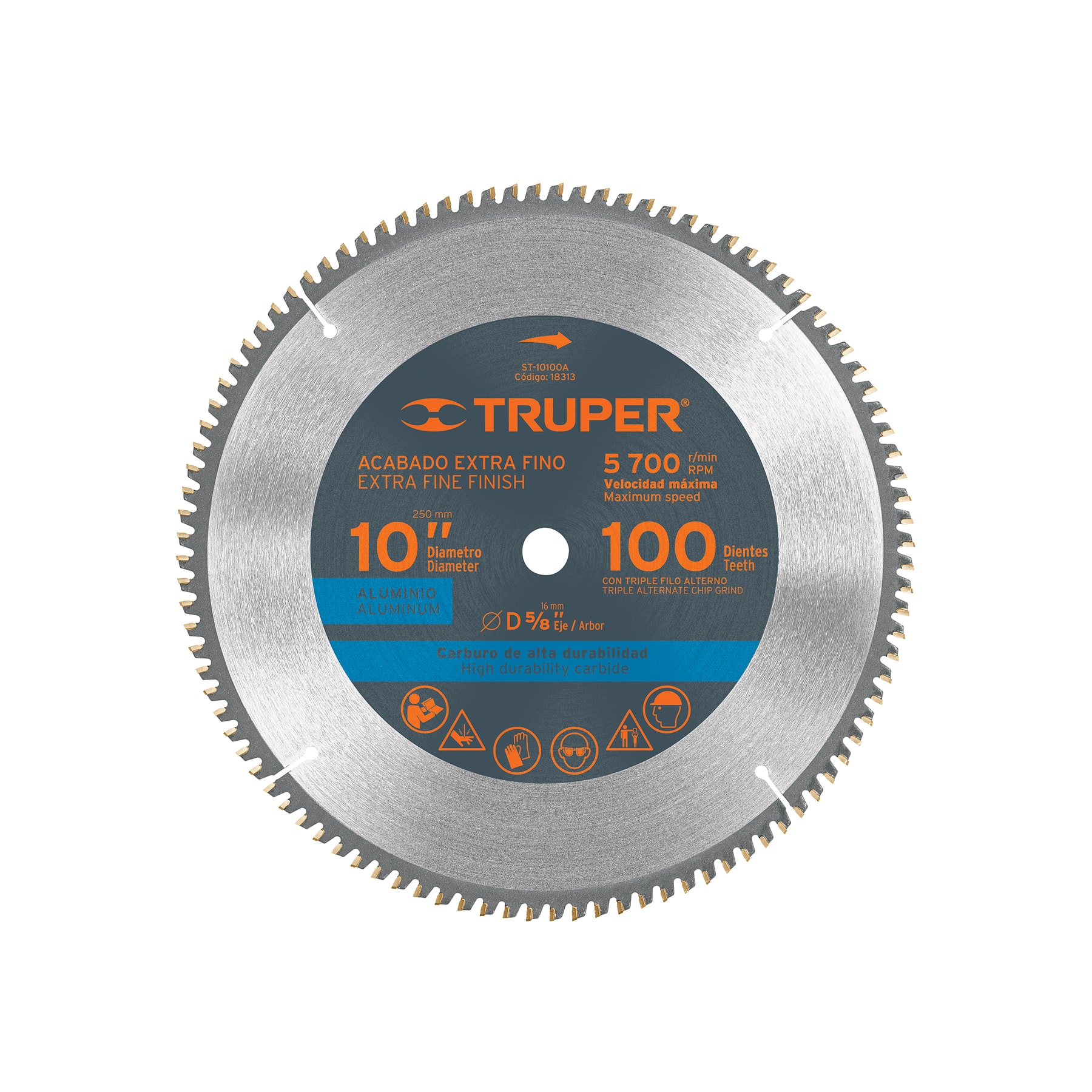 Disco Aluminio 10" 100 Dientes Centro 5/8" Truper 18313