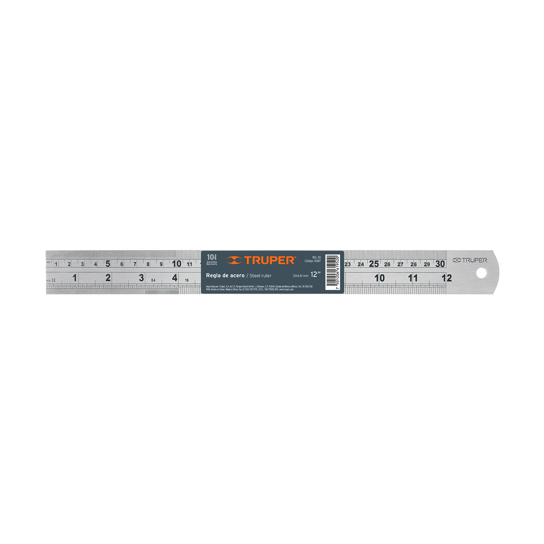 Regla Ac.inox 30cm Truper 14387