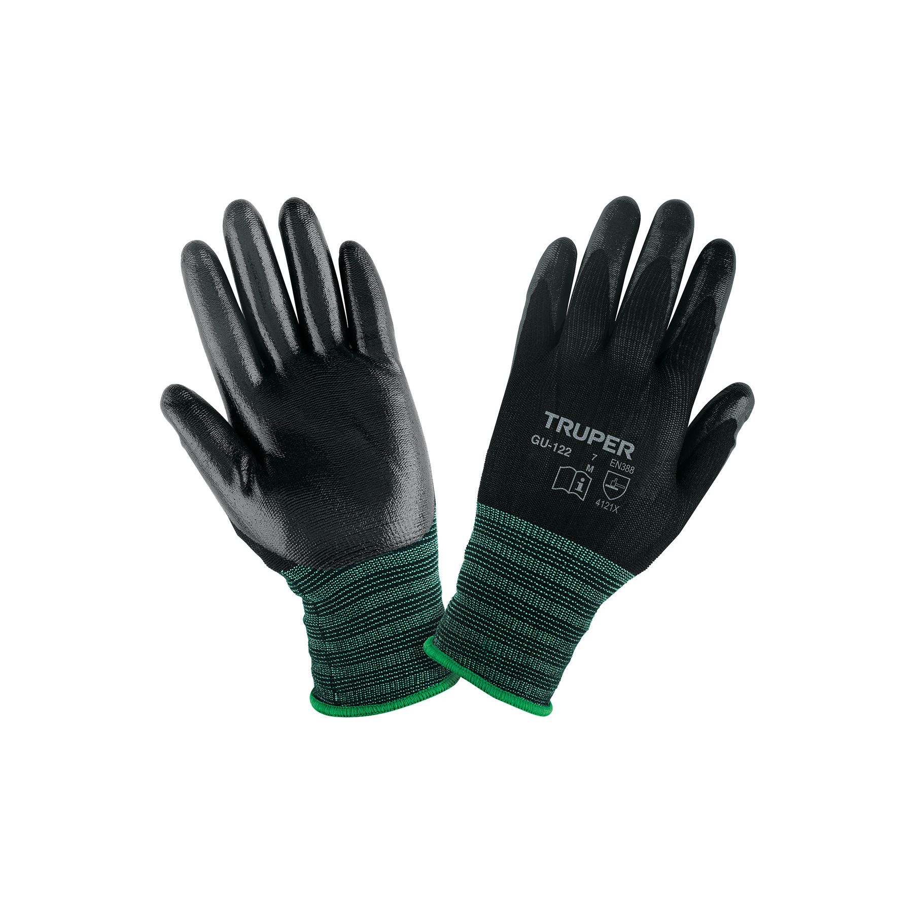Guantes Nylon Recubiertos De Nitrilo Palma Negra M Truper 13294
